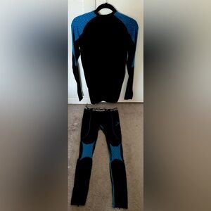 GymShark Hex Compression Black/Blue Long Sleeve Shirt/Leggings Bundle